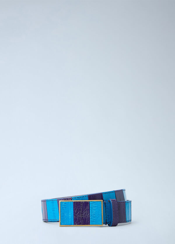Dries Van Noten Striped Leather Belt Blue dvn0264041